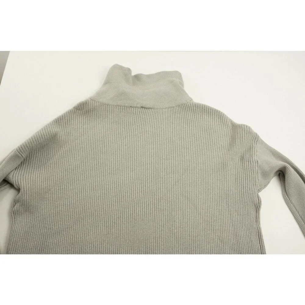 New Devotion by‎ Cyrus Women's Small Putty Grey Rib Knit Cowl Neck Tunic Sweater